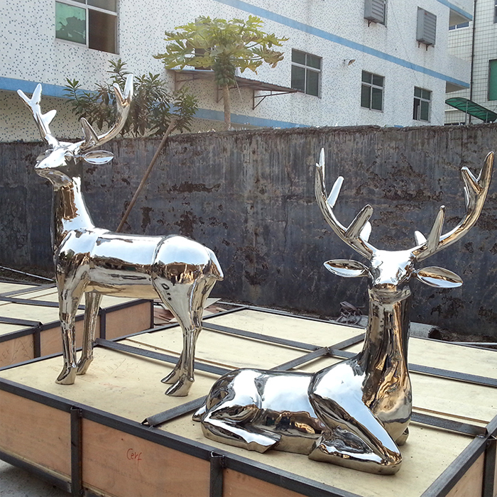 Modern Metal Polished Animal Stainless Steel Deer Statue
