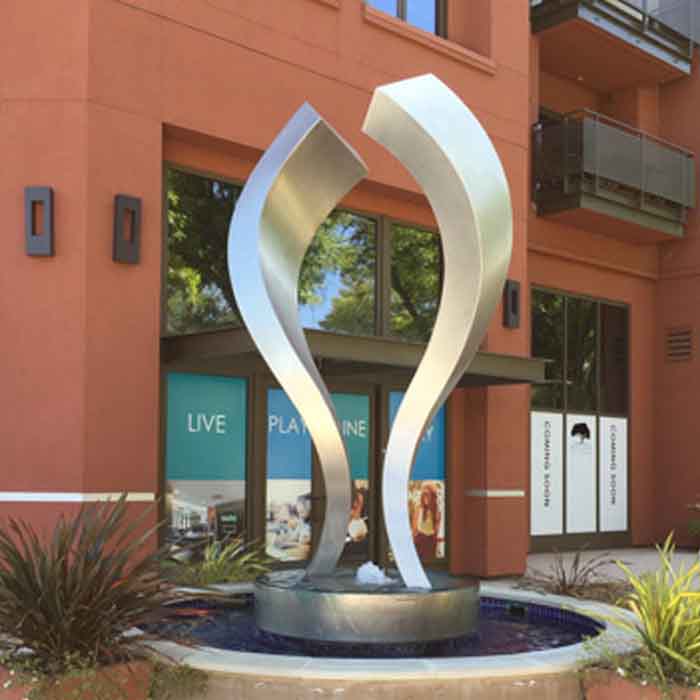 Modern Outdoor Stainless Steel Fountain Sculpture