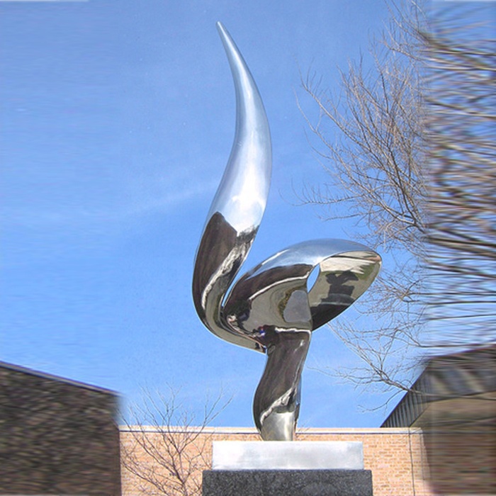 Modern Simple Art Design Polished Steel Flame Sculpture