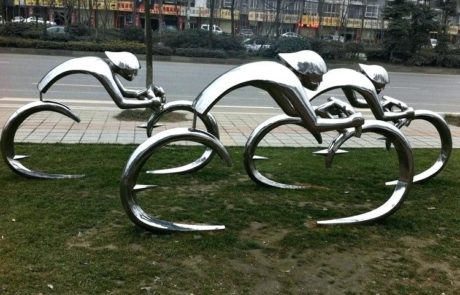 Modern Stainless Steel Garden Sports Cycling Sculpture