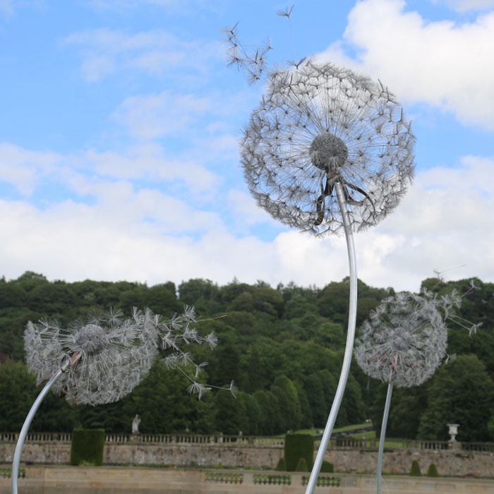 Modern Urban Landscape Large Stainless Steel Dandelion Sculpture 