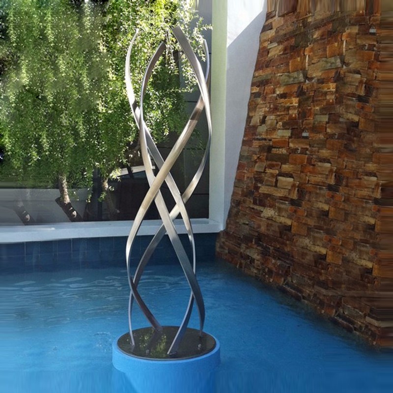 Modern abstract wind stainless steel sculpture for swimming pool