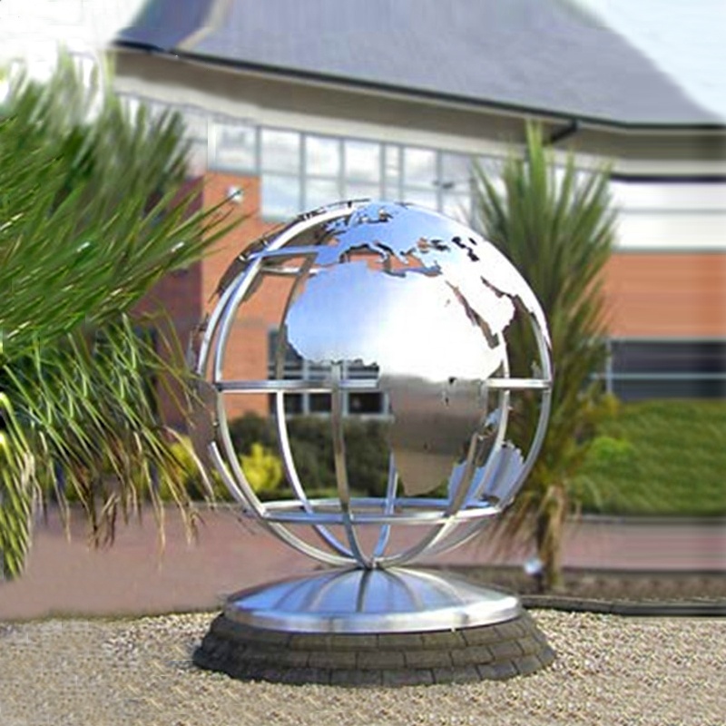 Outdoor Giant Decoration Stainless Steel Metal Globe Sculpture 