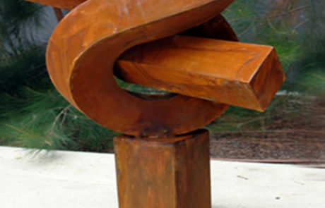 Outdoor handcraft crossed corten steel art sculpture for garden