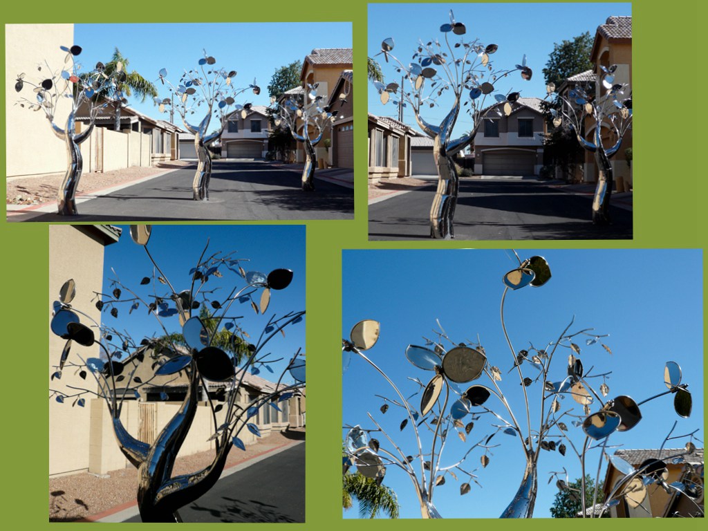 Outdoor metal art stainless steel garden tree sculpture