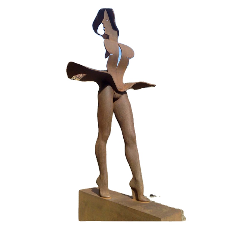 Plaza Decor Abstract Corten Steel Naked Sexy Women Statue 