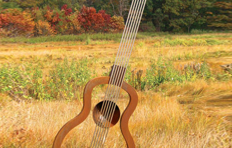 Rusty Metal Garden Art Corten Steel Instrument Music Guitar Sculpture