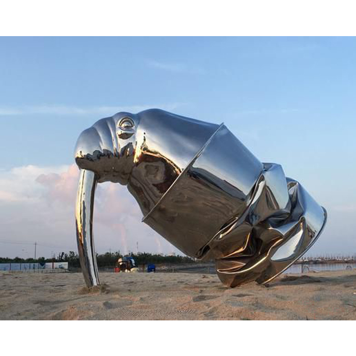 Sea Lion Stainless Steel Animal Head Sculpture 