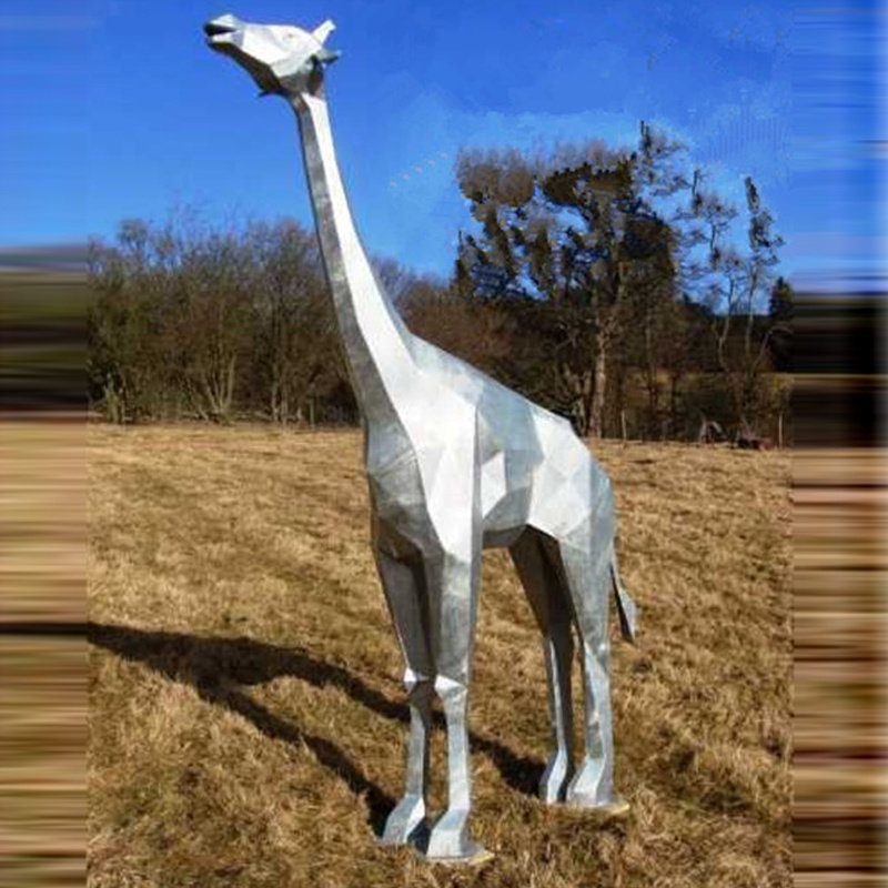 Stainless Steel Metal Giraffe Animal Sculpture 