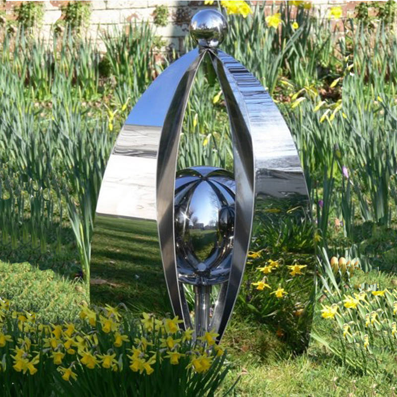Stainless Steel Polished Flower Metal Sculpture Garden Ornament