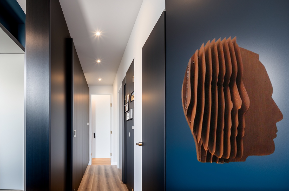 Three-dimensional face sculpture indoor