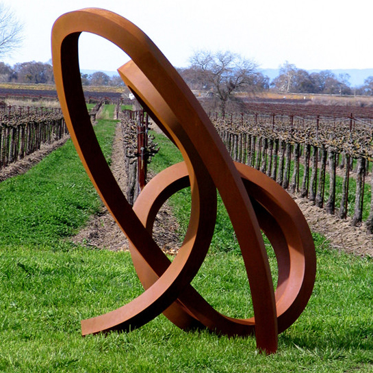 Large abstract park corten steel sculpture 