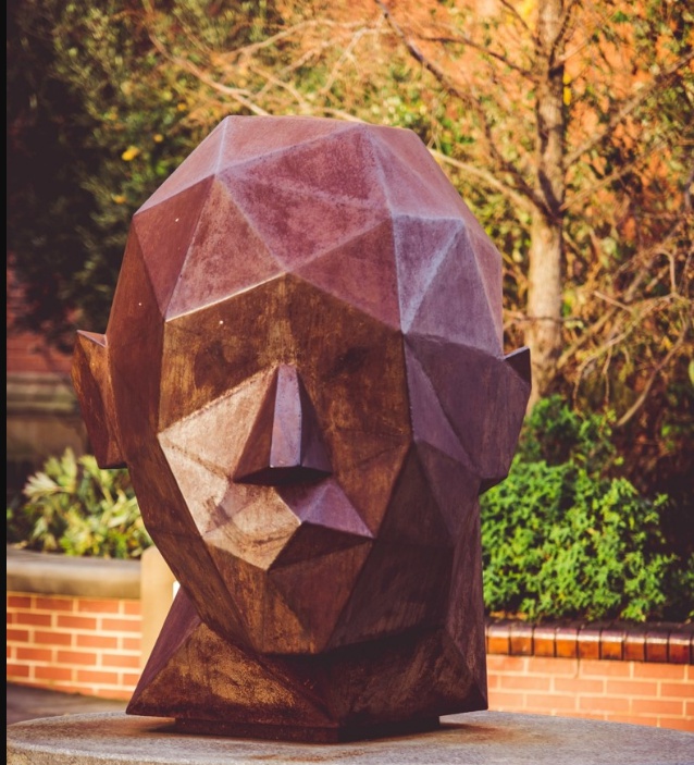 corten steel Geometric head sculpture