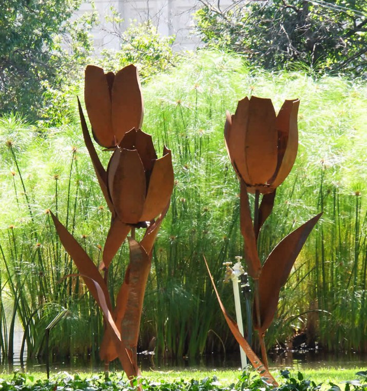 corten steel tulip sculpture