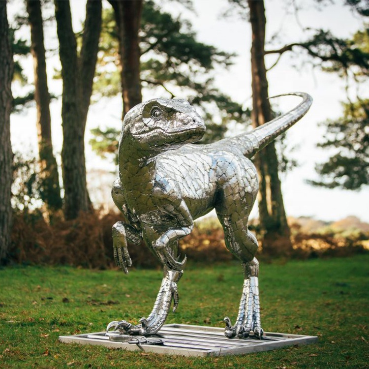 garden 304 stainless steel anilmal dragon dinosaur head sculpture metal