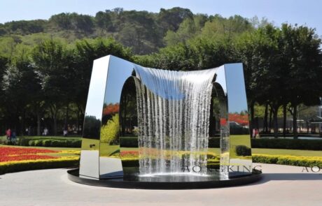 garden outdoor modern stainless steel waterfall fountain