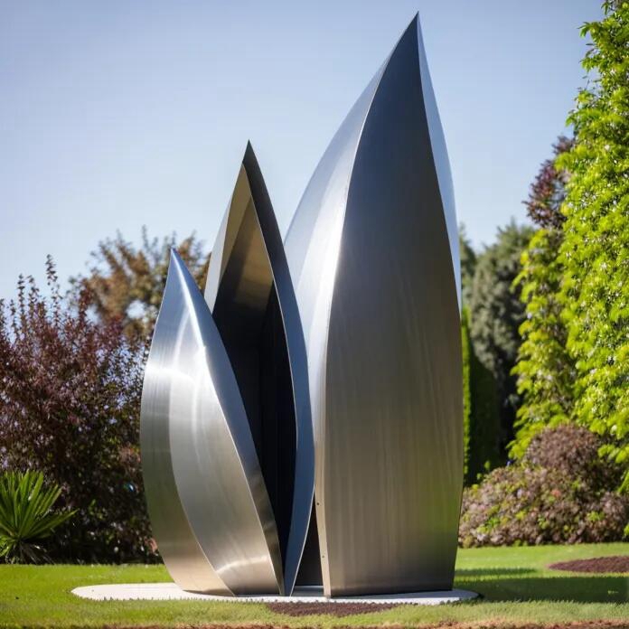large stainless steel leaf sculpture