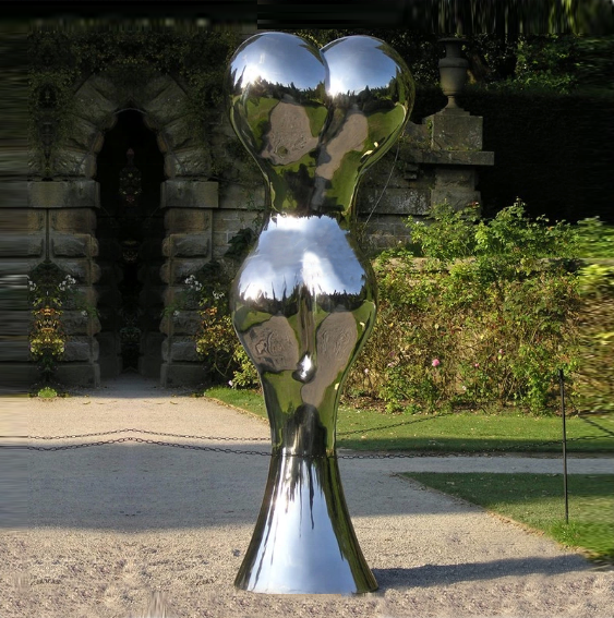 life size stainless steel naked woman sexy sculpture