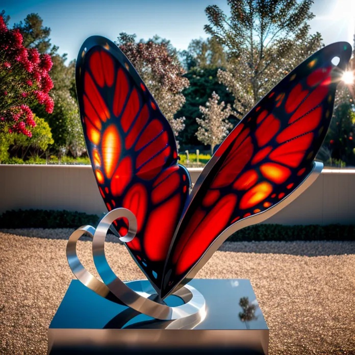 metallic lawn butterfly sculpture