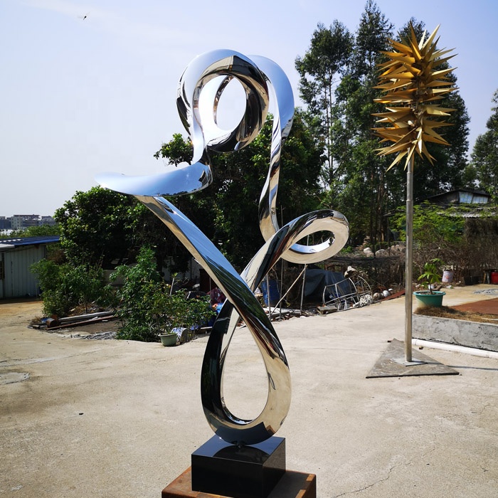 modern stainless steel statue art abstract metal outdoor sculpture 