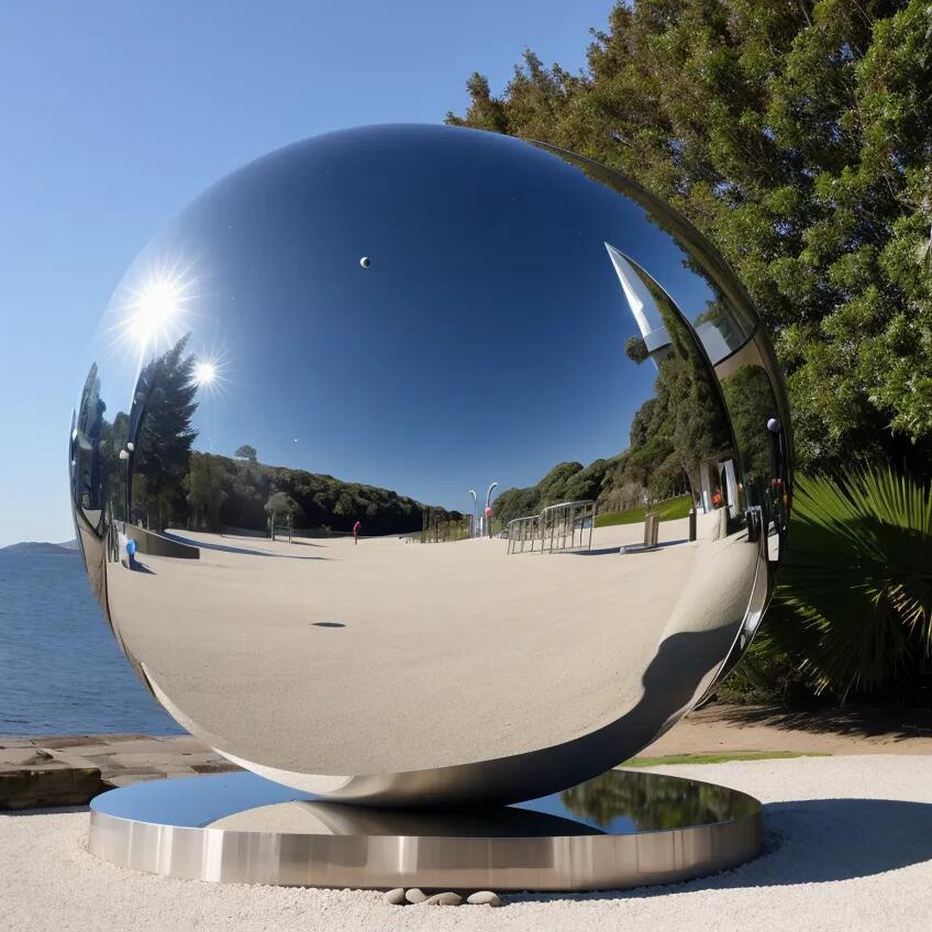 seaside stainless steel sphere sculpture