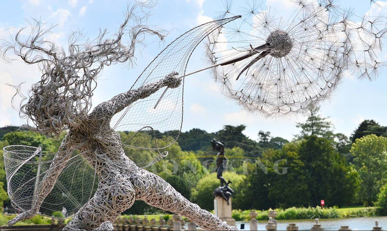 stainless steel Wire Fairy and Dandelion Sculpture (2)