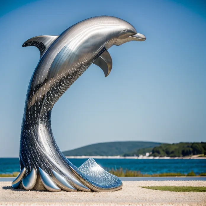 stainless steel dolphin large sculpture