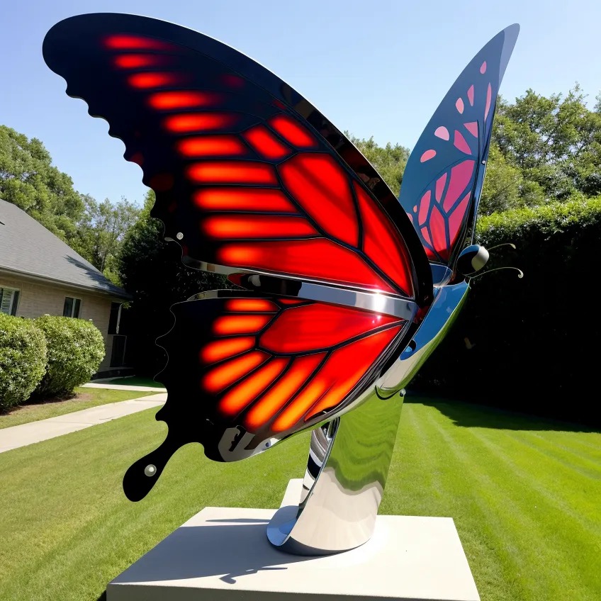 stainless steel flying butterfly sculpture
