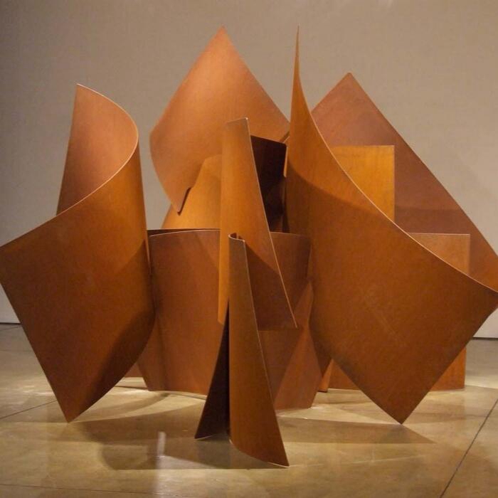 Abstract geometric Corten sculpture