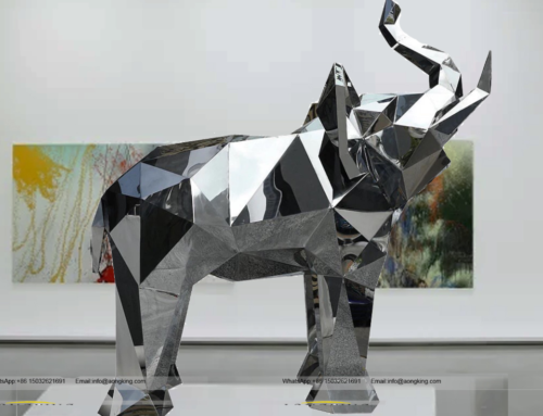 Geometric animal stainless steel sculpture