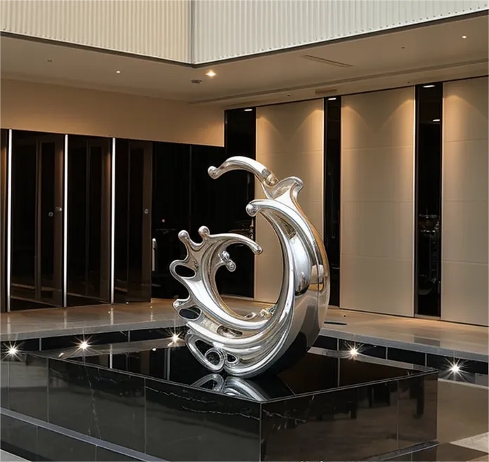 stainless steel hotel wave sculpture