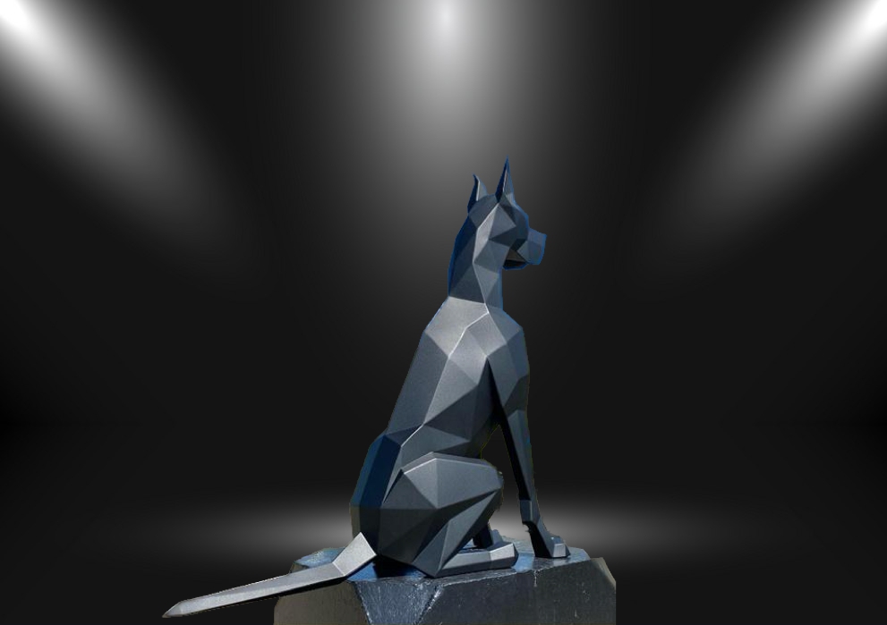 abstract metal dog sculpture