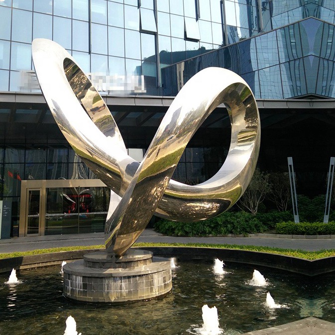 stainless steel Sculptures In Life Scenes ribbon, metal artwork for garden