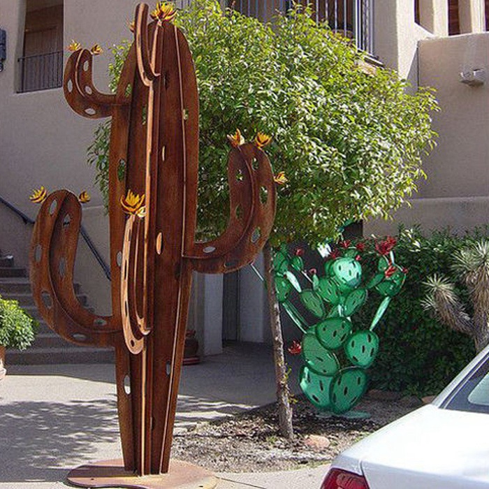 metal cactus yard decor