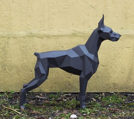 metal dog yard art sculpture