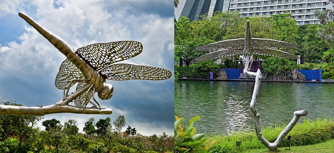 metal dragonfly yard art sculpture