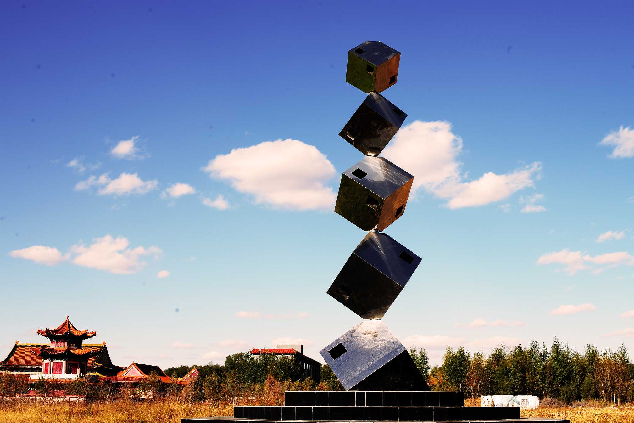 metal works art cubes sculpture