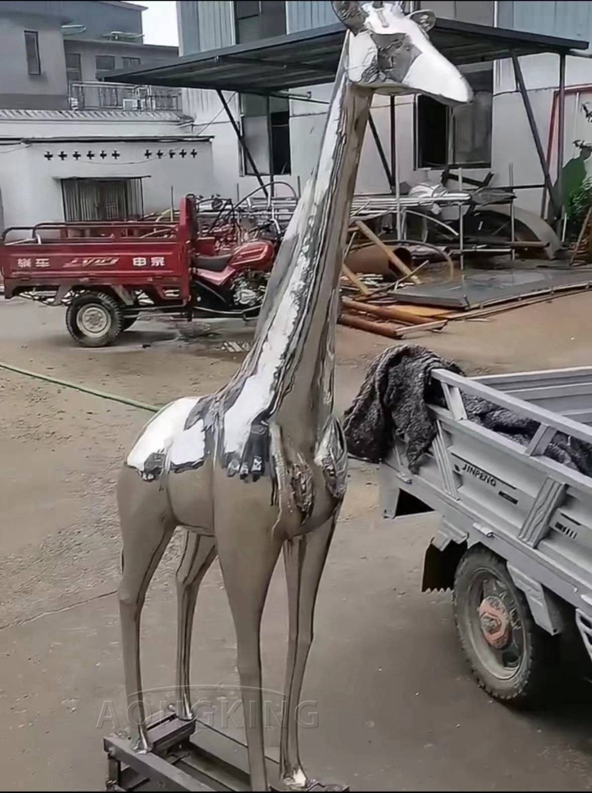 stainless steel giraffe interior design animal sculpture