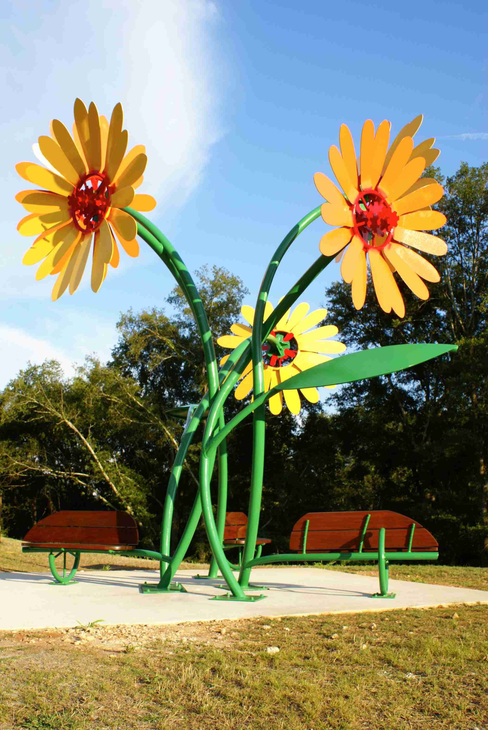 stainless steel sunflower yard art sculpture