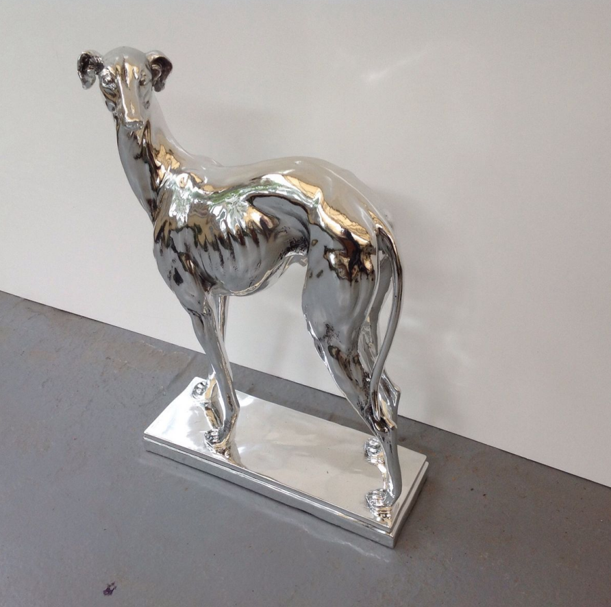 whippet metal dog statue