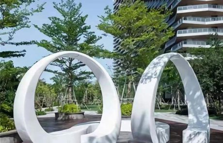 modern art sculpture stainless steel park bench