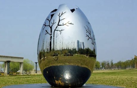 mirror stainless lawn tree egg sculpture