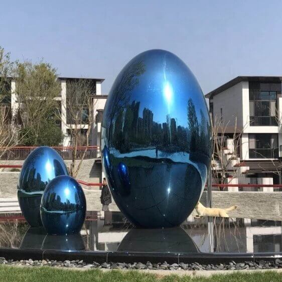 Stainless Steel Oval Sphere mirror sculpture