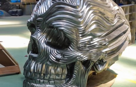 abstract art skull metal sculpture