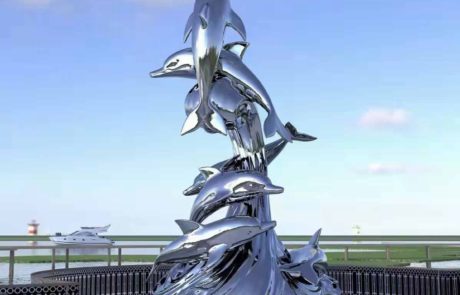 square dolphin art stainless steel sculptures (1)