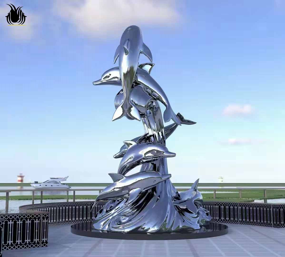 dolphin art stainless steel sculptures (1)
