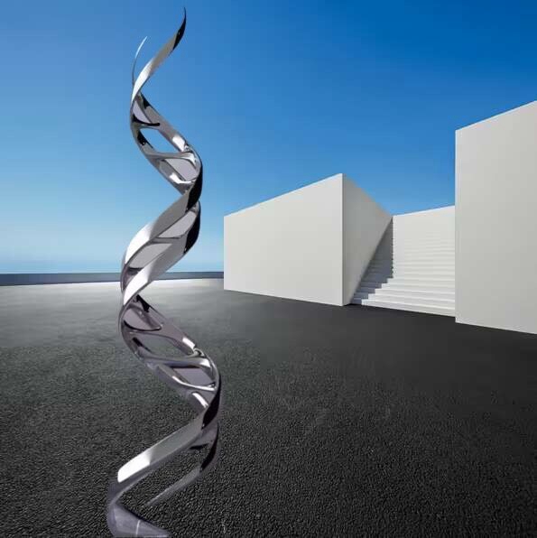 modern stainless steel ribbon sculpture