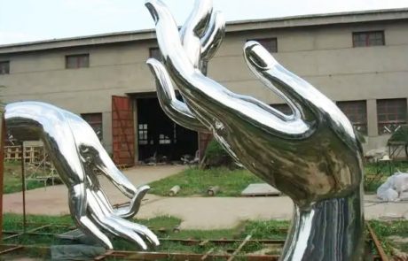stainless hand sculpture