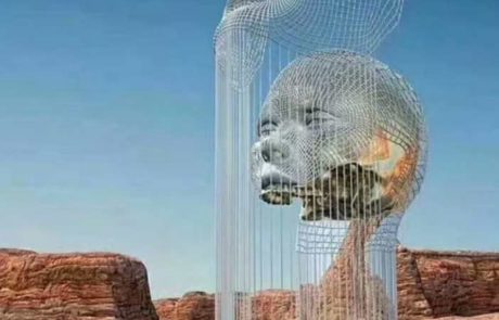 Head mesh stainless steel contemporary sculpture