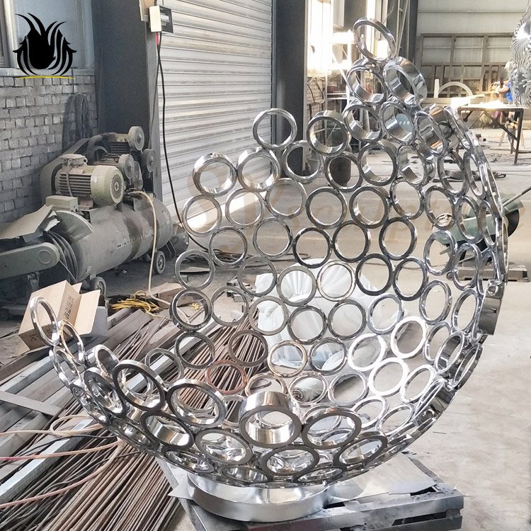 broken ball stainless steel wire sculpture